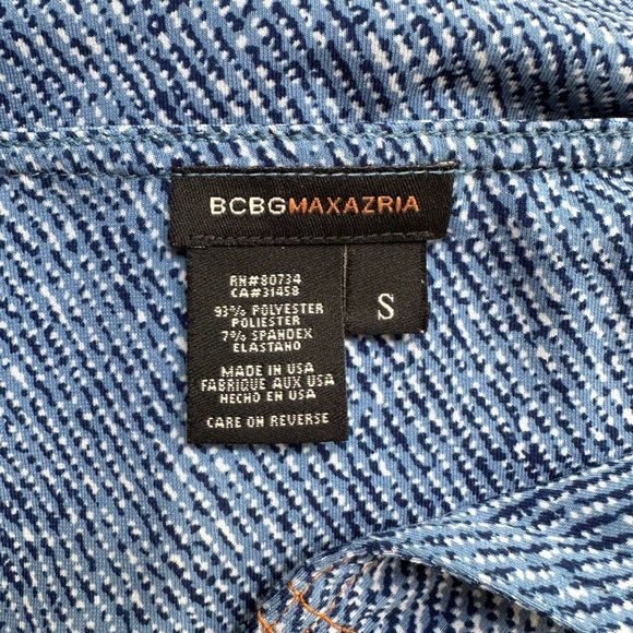 BCBGMaxAzria made in USA Polyester & Spandex Indigo blue Top Small - Picture 4 of 5